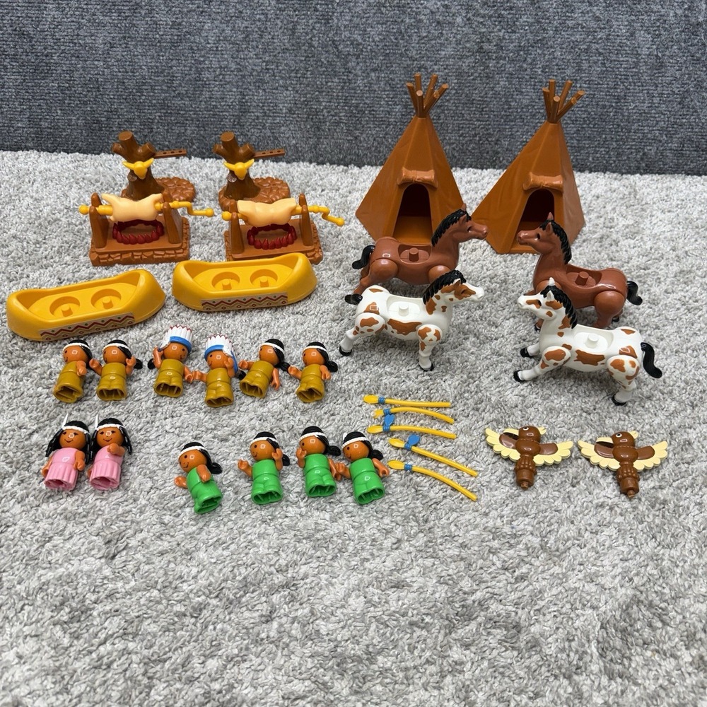 Vintage Playskool Lil' Playmates figures horses natives boats grills huge lot - Picture 1 of 16